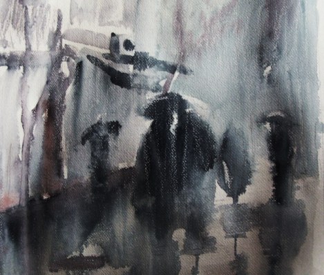 watercolor on paper-feel the rain
